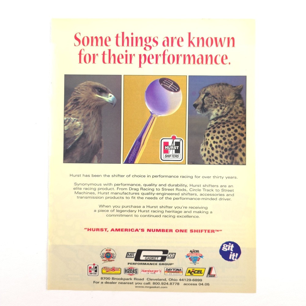 Hurst Shifters Performance Eagle Cheetah Drag Strip Muscle Car Print Ad 2008